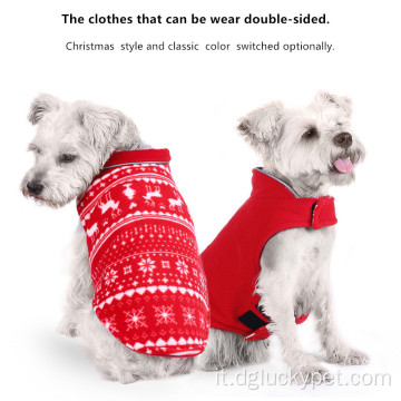 Vestiti per animali domestici con cappuccio per animali domestici a doppia faccia in stile natalizio